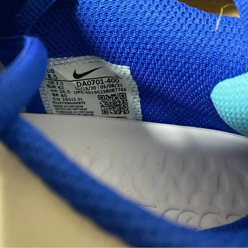 New nike vapor react ultralight arch support blue and white